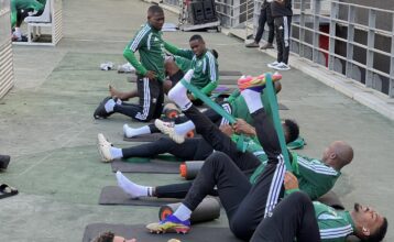 Bafana Bafana training at DHL Stadium.