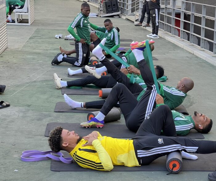 Bafana Bafana training at DHL Stadium.