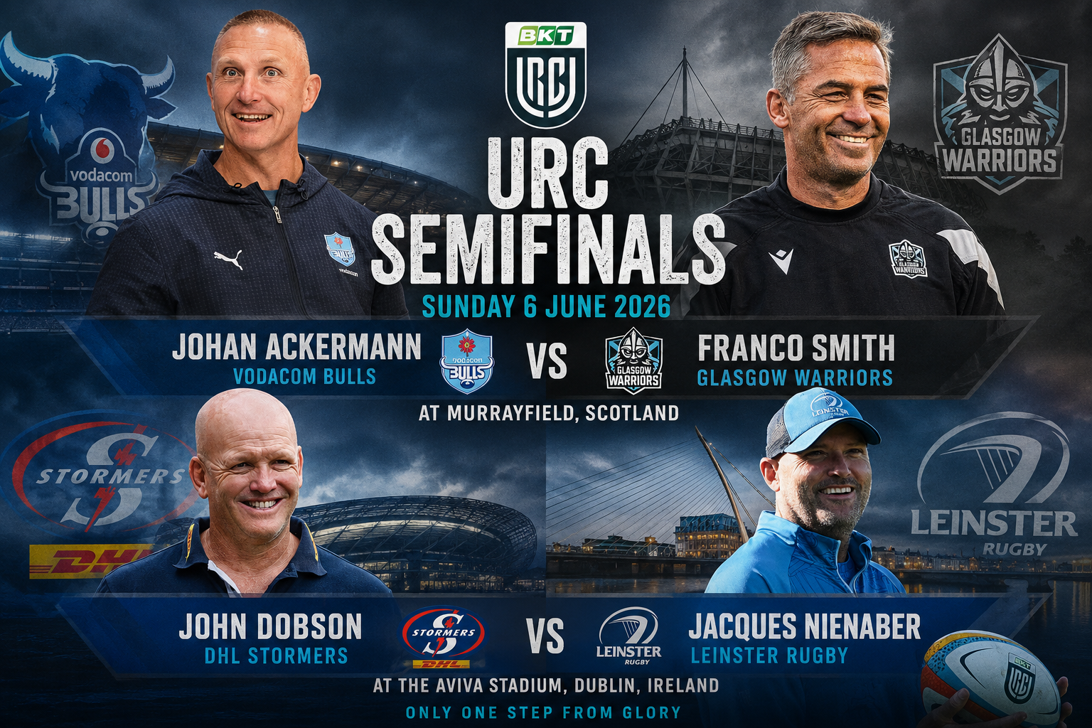 SA Coaches in URC semis 2026 Graphic: Adnaan Mohamed