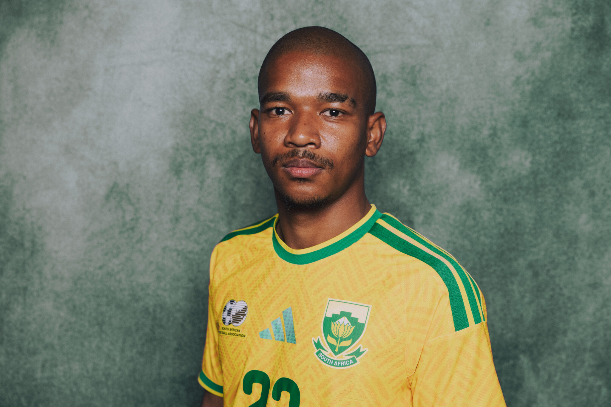 South Africa Portraits – FIFA World Cup 2026 PACHUCA, MEXICO - JUNE 05: (EXCLUSIVE COVERAGE) Jayden Adams #23 of South Africa poses during the official FIFA World Cup 2026 portrait session on June 05, 2026 in Pachuca, Mexico. (Photo by Luke Hales - FIFA/FIFA via Getty Images)